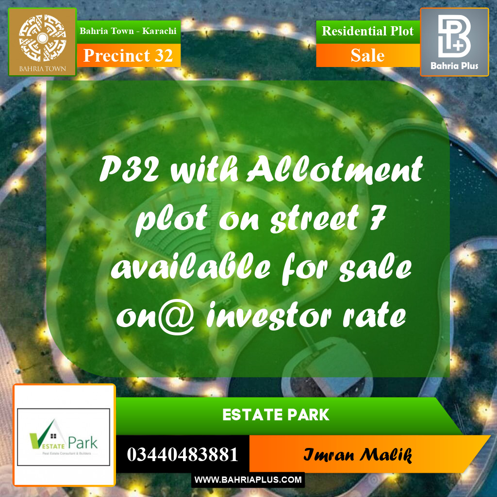 250 Sq. Yards Residential Plot for Sale in Precinct 32 -  Bahria Town, Karachi - (BP-164364)