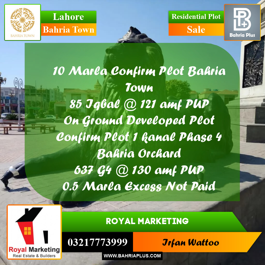 Residential Plot for Sale in Sector E - Iqbal Block -  Bahria Town, Lahore - (BP-164390)
