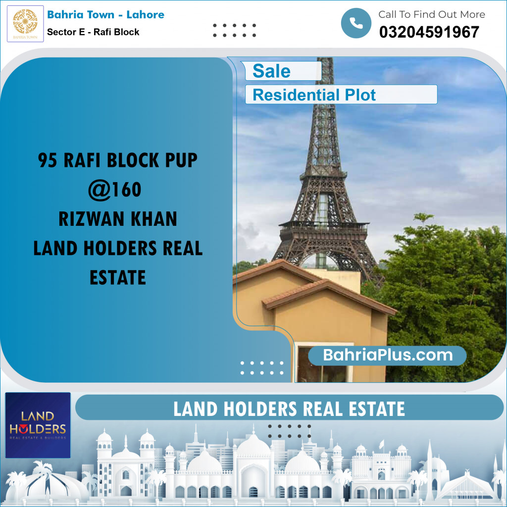 Residential Plot for Sale in Sector E - Rafi Block -  Bahria Town, Lahore - (BP-164404)