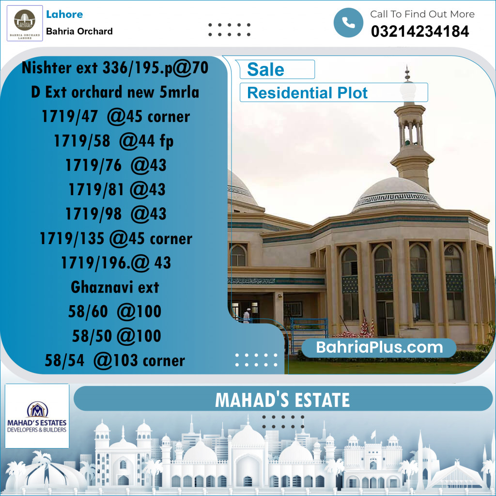 Residential Plot for Sale in Bahria Orchard, Lahore - (BP-164441)