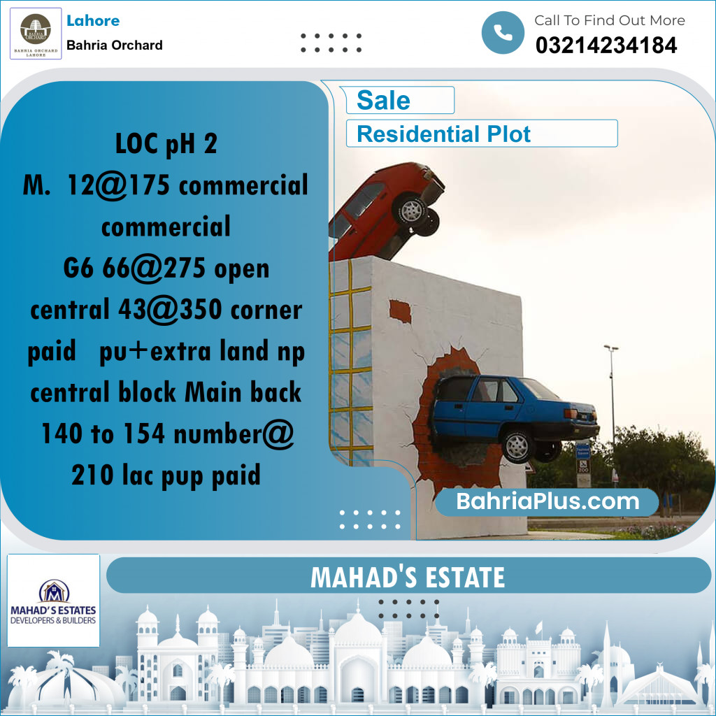Residential Plot for Sale in Bahria Orchard, Lahore - (BP-164451)