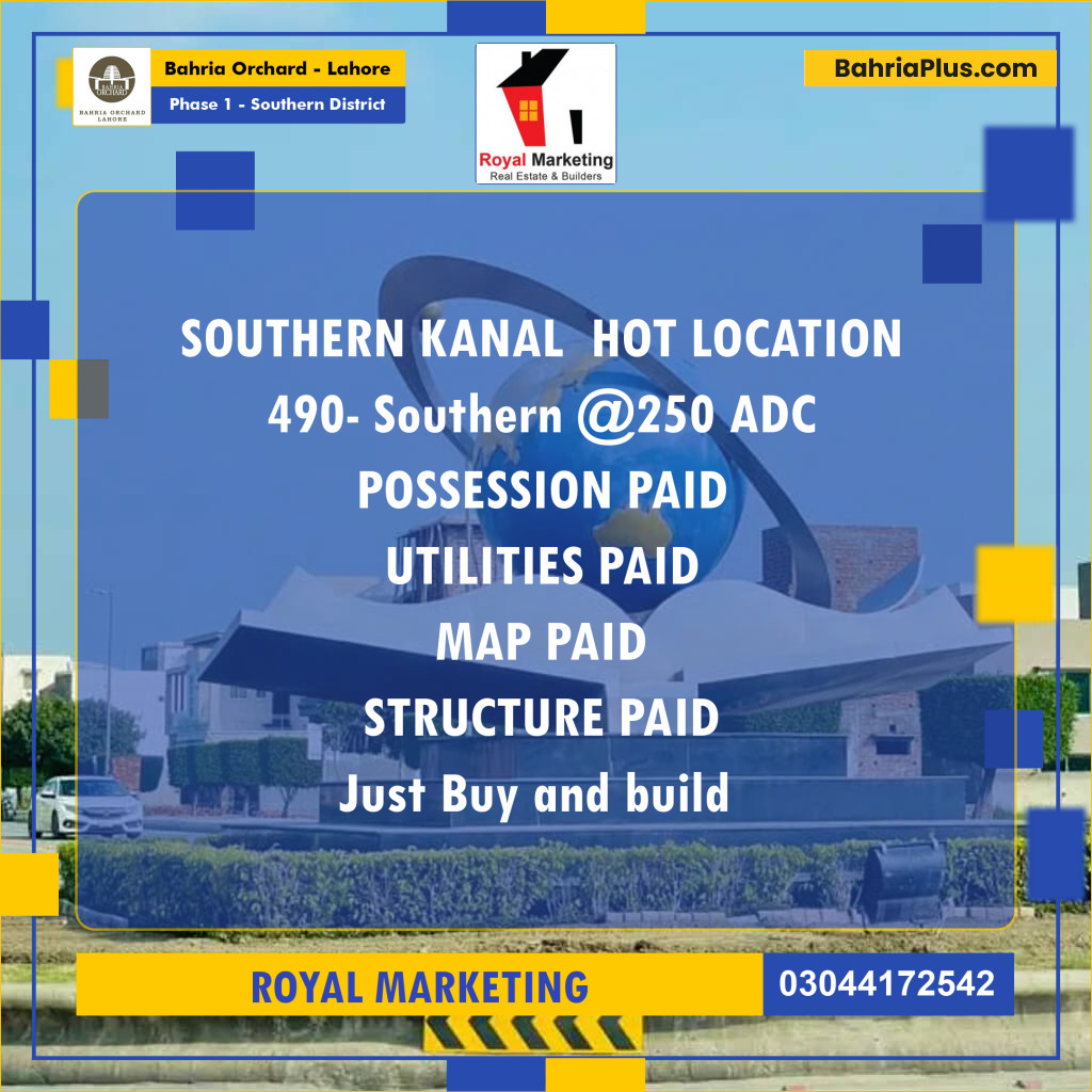 Residential Plot for Sale in Phase 1 - Southern District -  Bahria Orchard, Lahore - (BP-164461)