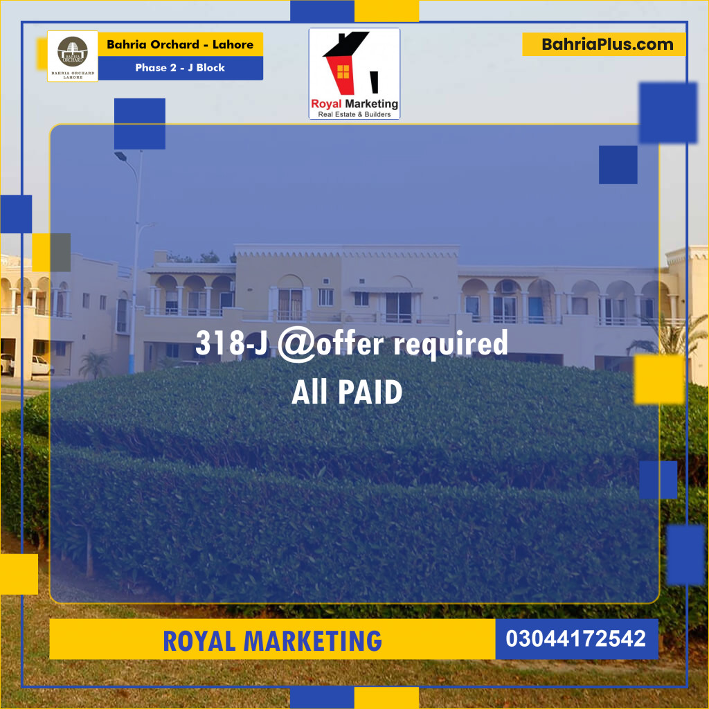 Residential Plot for Sale in Phase 2 - J Block -  Bahria Orchard, Lahore - (BP-164478)