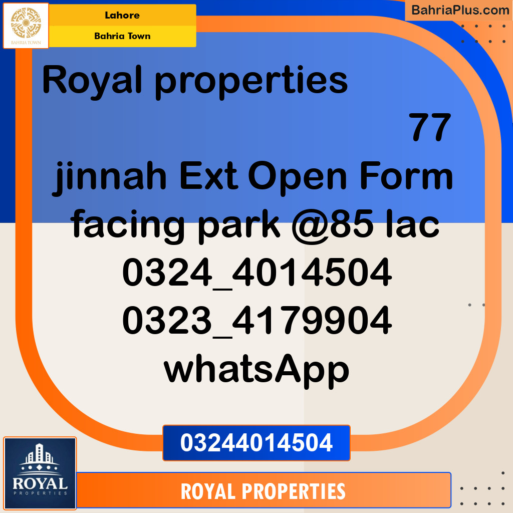 Residential Plot for Sale in Sector E - Jinnah Ext. Block -  Bahria Town, Lahore - (BP-164533)