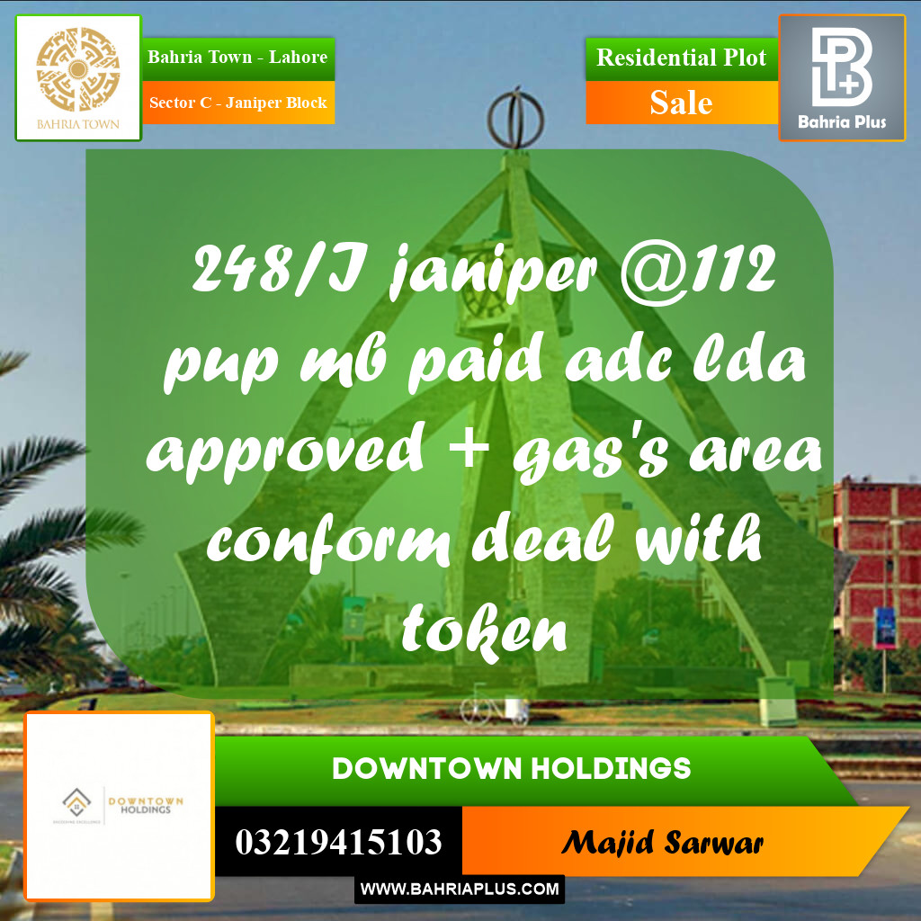 Residential Plot for Sale in Sector C - Janiper Block -  Bahria Town, Lahore - (BP-164649)