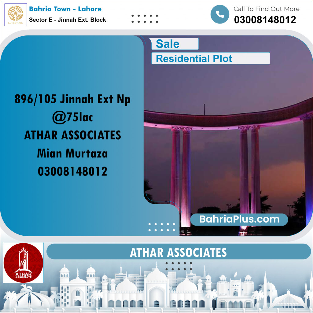 Residential Plot for Sale in Sector E - Jinnah Ext. Block -  Bahria Town, Lahore - (BP-164661)