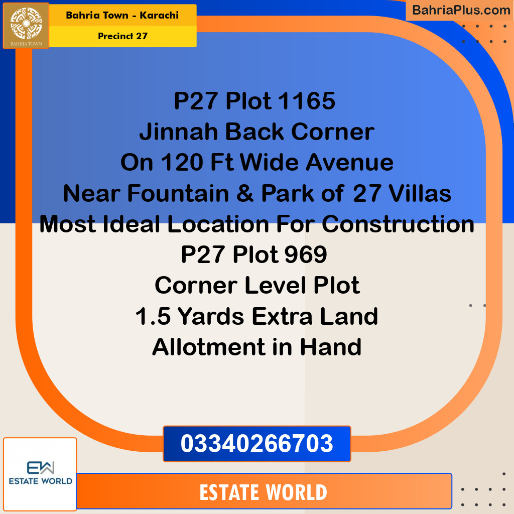 Residential Plot for Sale in Precinct 27 -  Bahria Town, Karachi - (BP-164690)