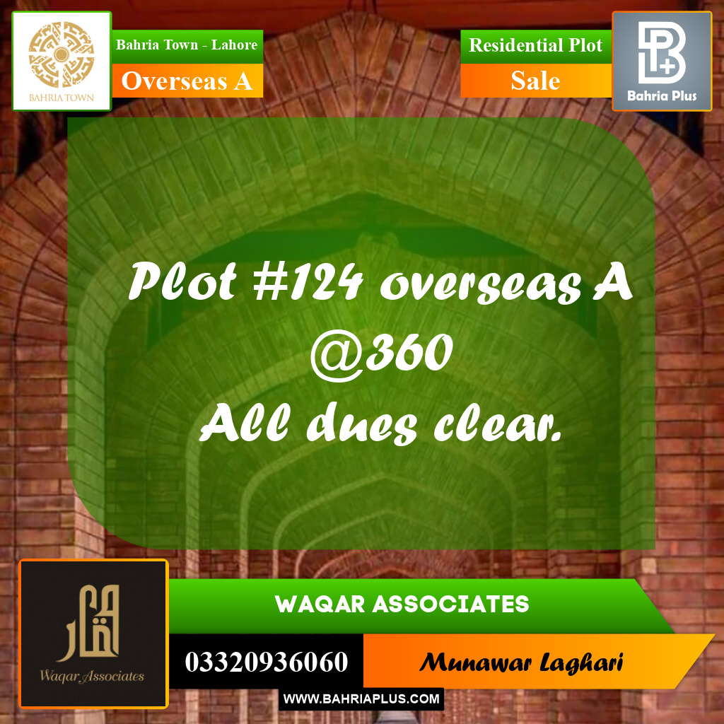 Residential Plot for Sale in Overseas A -  Bahria Town, Lahore - (BP-164695)