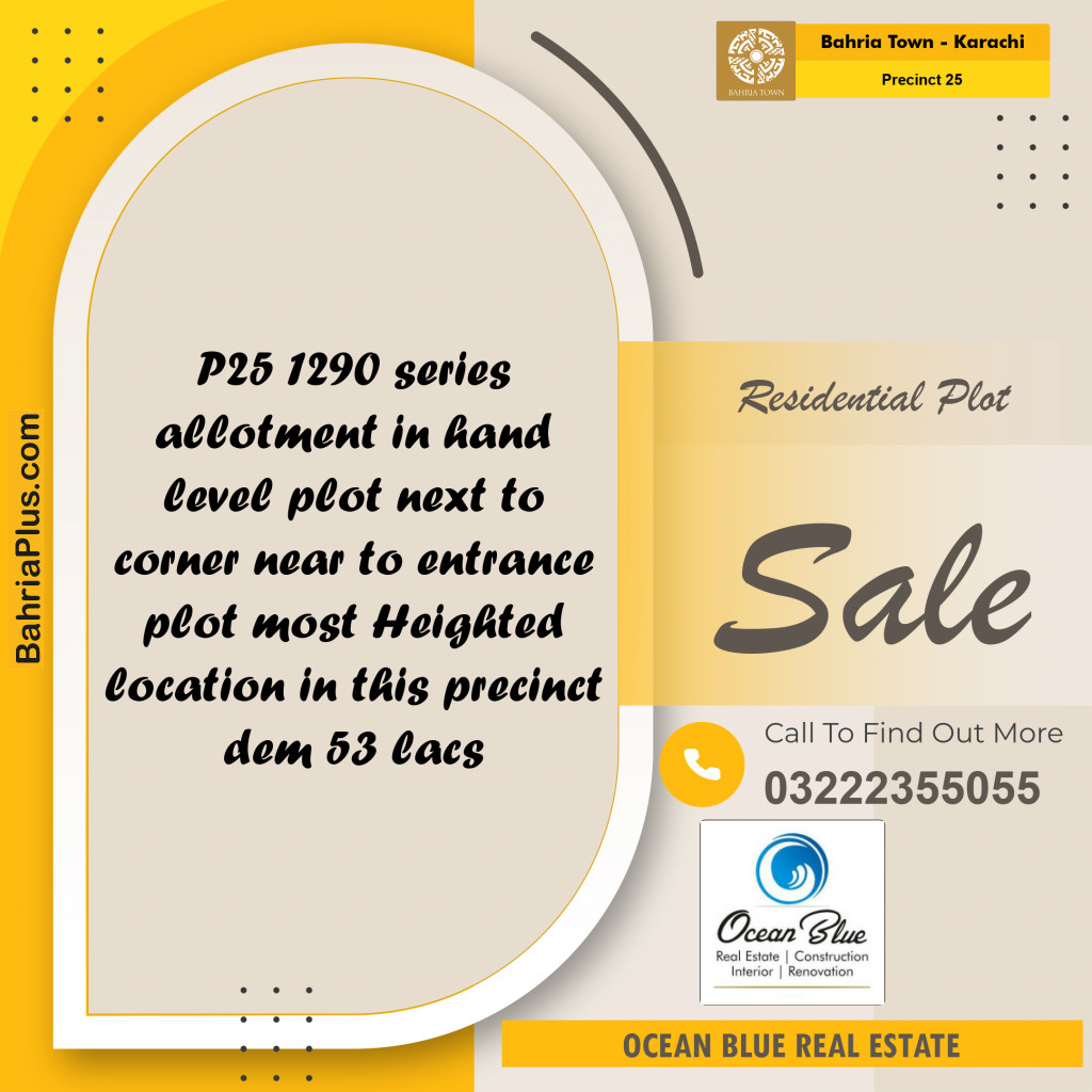 125 Sq. Yards Residential Plot for Sale in Precinct 25 -  Bahria Town, Karachi - (BP-164705)