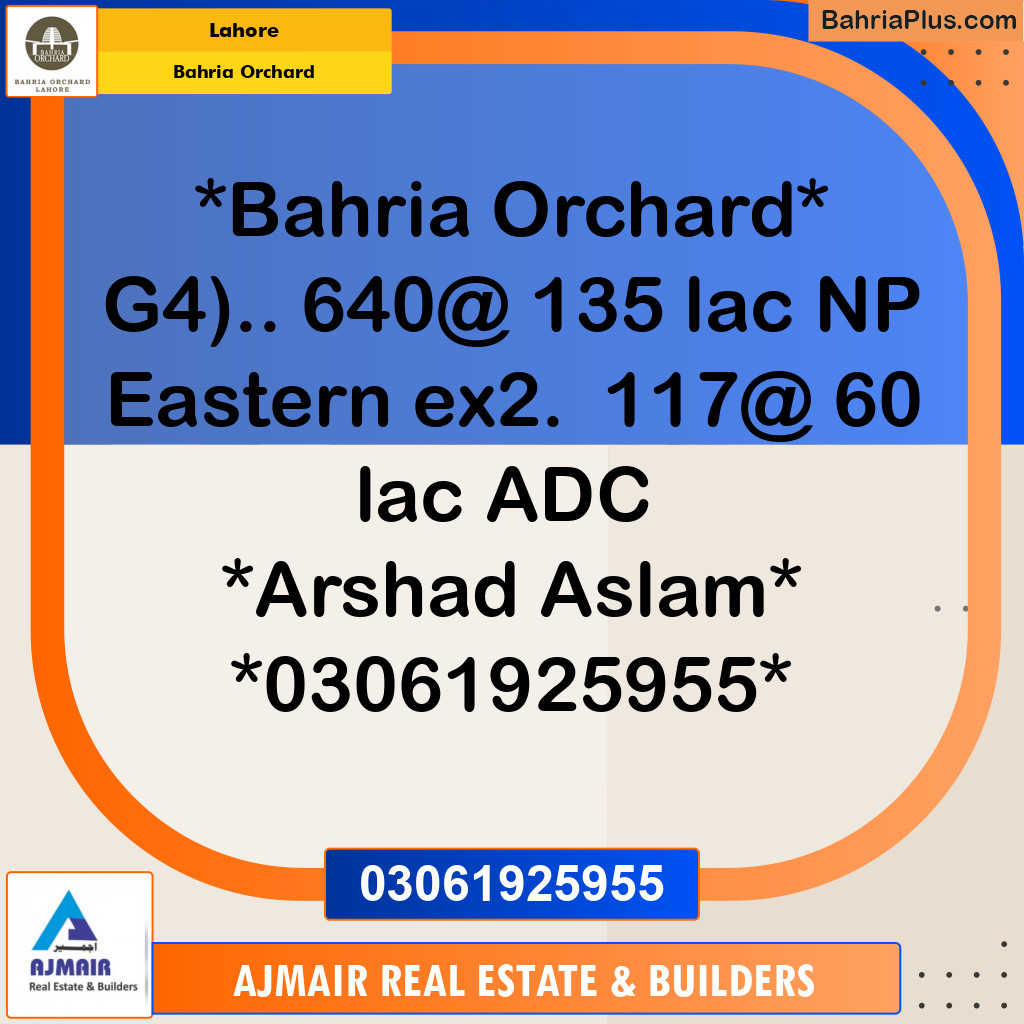 Residential Plot for Sale in Phase 4 - G4 Block -  Bahria Orchard, Lahore - (BP-164716)