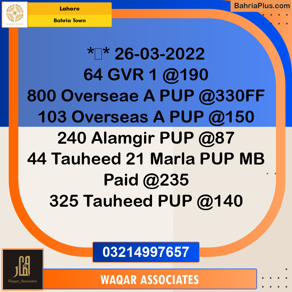 Residential Plot for Sale in Overseas A -  Bahria Town, Lahore - (BP-164720)
