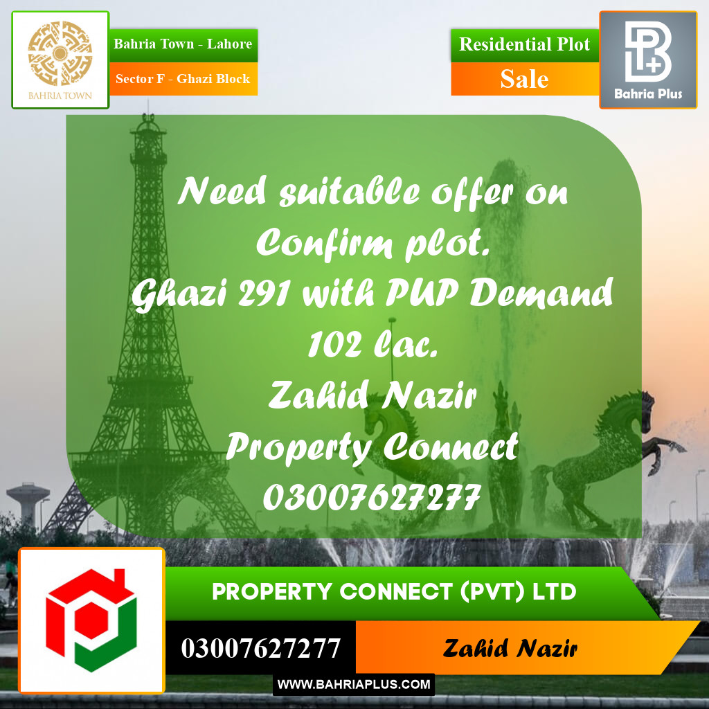 Residential Plot for Sale in Sector F - Ghazi Block -  Bahria Town, Lahore - (BP-164743)