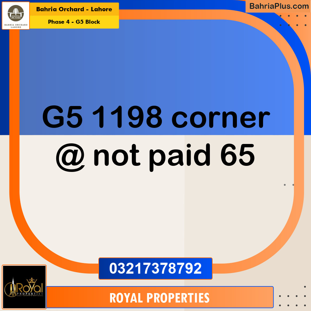 Residential Plot for Sale in Phase 4 - G5 Block -  Bahria Orchard, Lahore - (BP-164755)