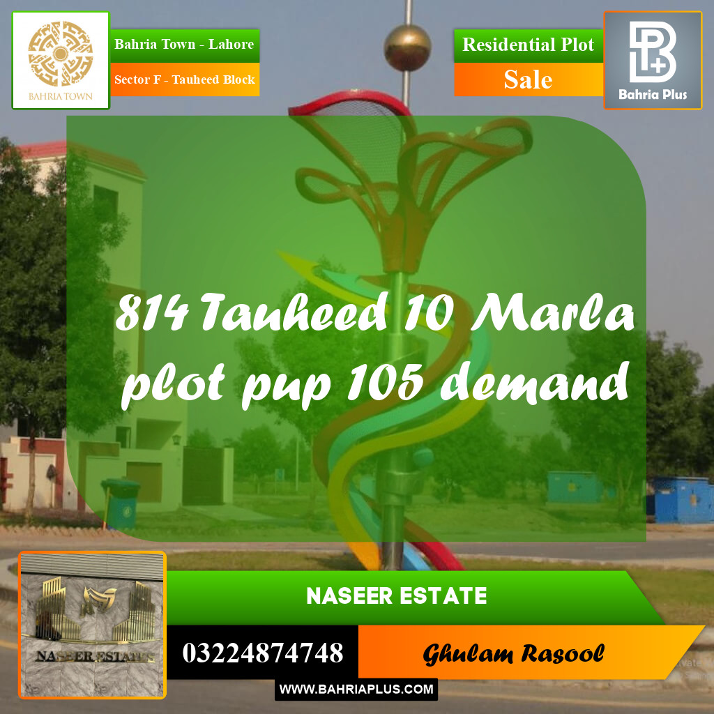 Residential Plot for Sale in Sector F - Tauheed Block -  Bahria Town, Lahore - (BP-164766)