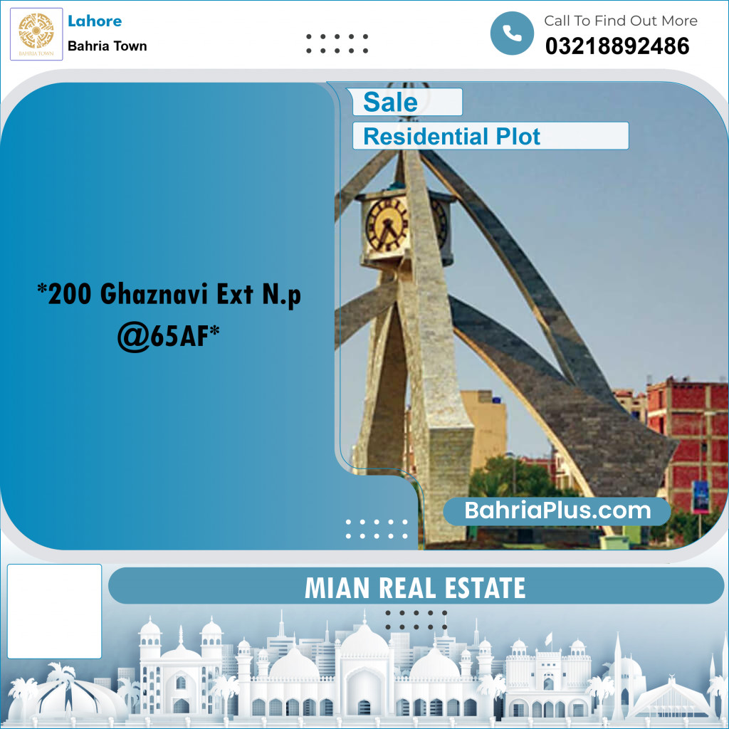 Residential Plot for Sale in Sector F - Ghaznavi Ext. Block -  Bahria Town, Lahore - (BP-164793)
