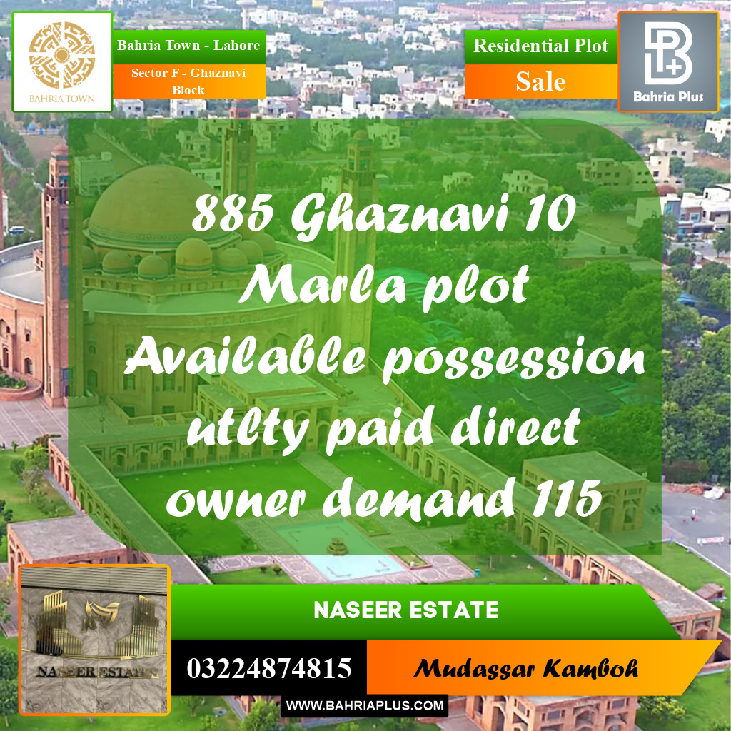 Residential Plot for Sale in Sector F - Ghaznavi Block -  Bahria Town, Lahore - (BP-164810)