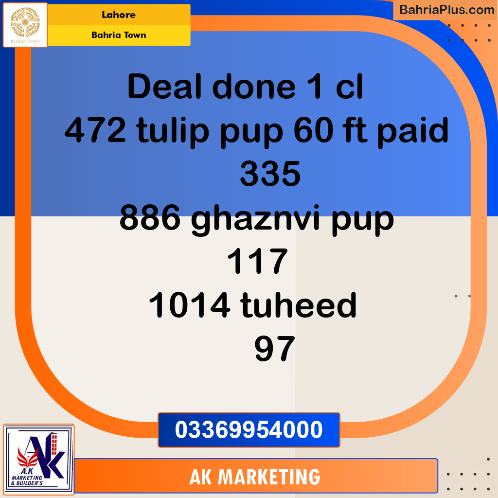 Residential Plot for Sale in Sector C - Tulip Block -  Bahria Town, Lahore - (BP-164828)