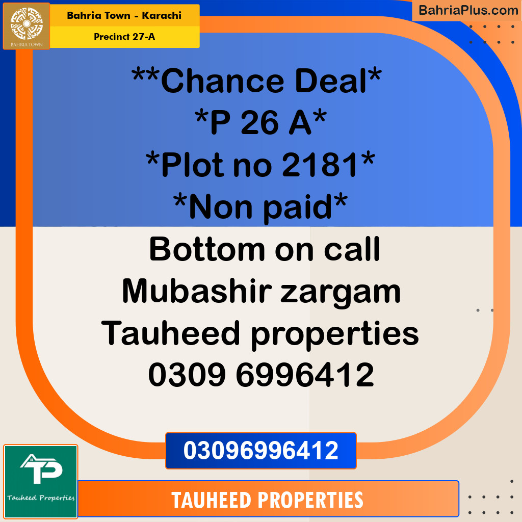 500 Sq. Yards Residential Plot for Sale in Precinct 27-A -  Bahria Town, Karachi - (BP-164858)