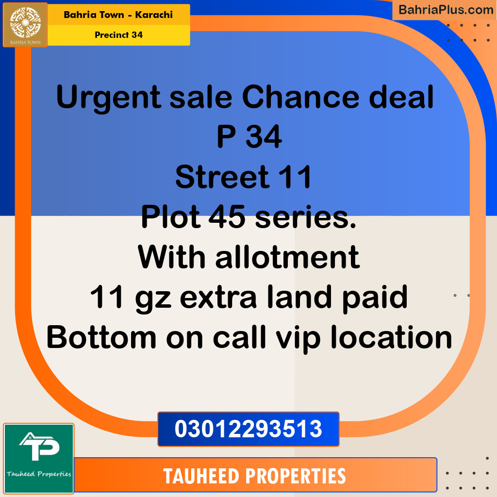250 Sq. Yards Residential Plot for Sale in Precinct 34 -  Bahria Town, Karachi - (BP-164866)