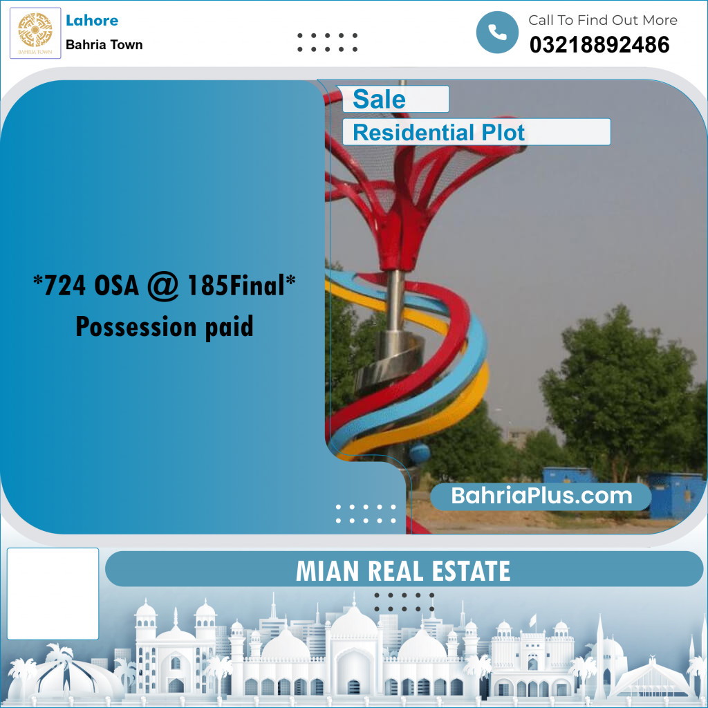 Residential Plot for Sale in Overseas A -  Bahria Town, Lahore - (BP-164873)