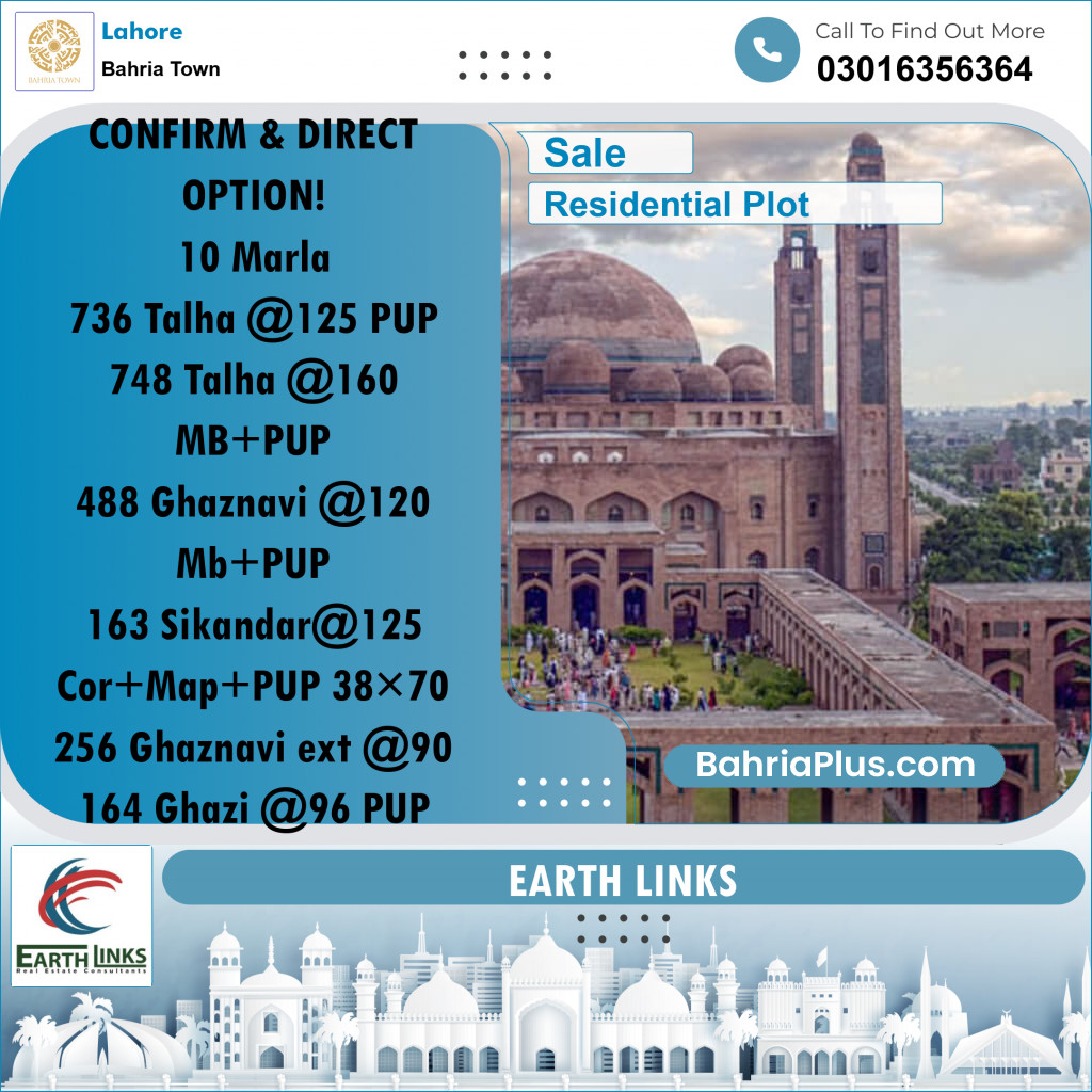Residential Plot for Sale in Sector F - Talha Block -  Bahria Town, Lahore - (BP-164907)