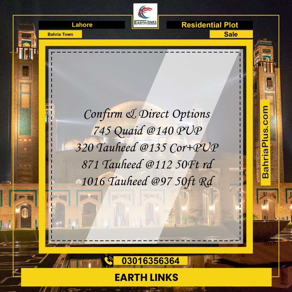Residential Plot for Sale in Sector E - Quaid Block -  Bahria Town, Lahore - (BP-164913)