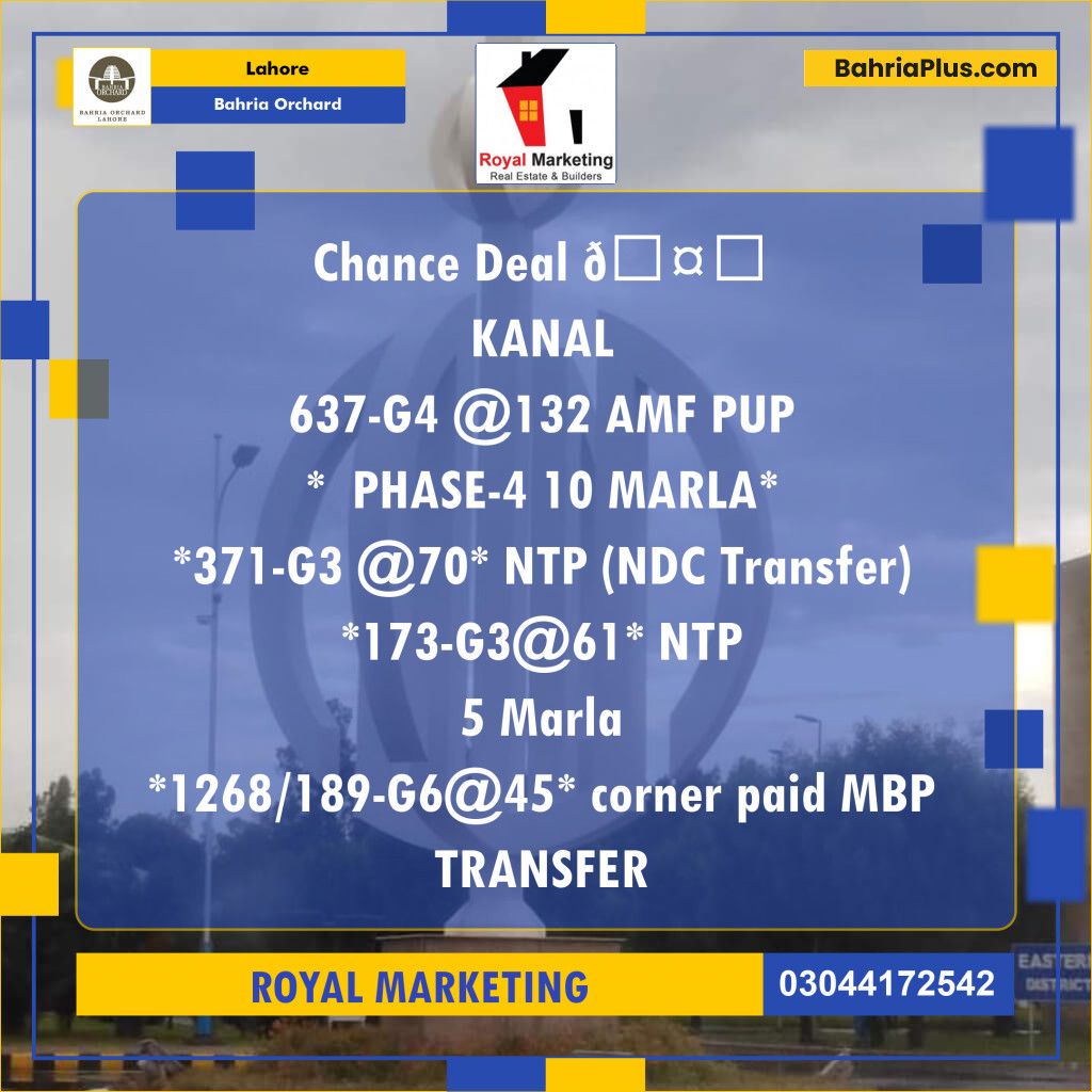 Residential Plot for Sale in Phase 4 - G4 Block -  Bahria Orchard, Lahore - (BP-164923)