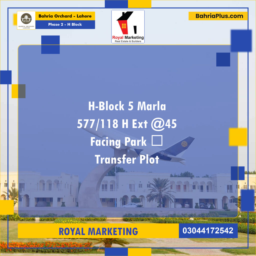 Residential Plot for Sale in Phase 2 - H Block -  Bahria Orchard, Lahore - (BP-164956)