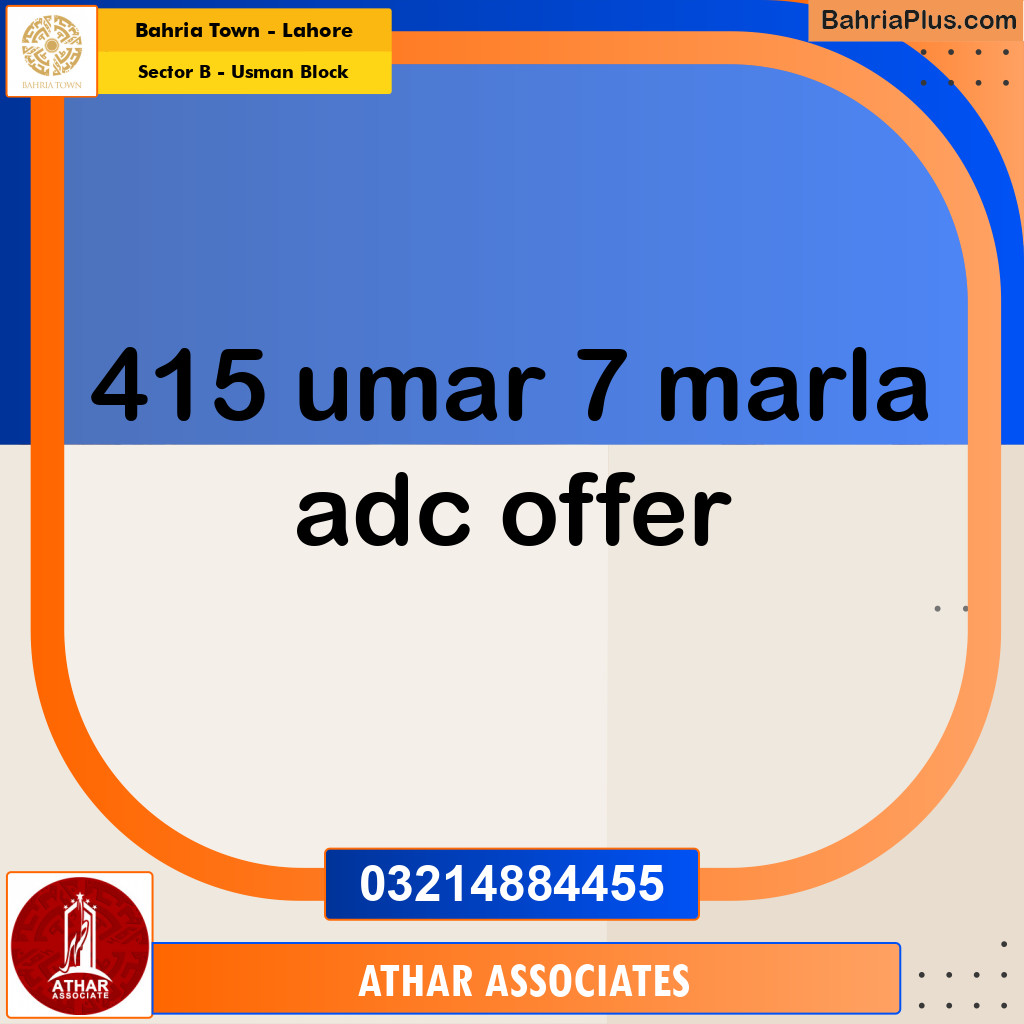 Residential Plot for Sale in Sector B - Usman Block -  Bahria Town, Lahore - (BP-164973)
