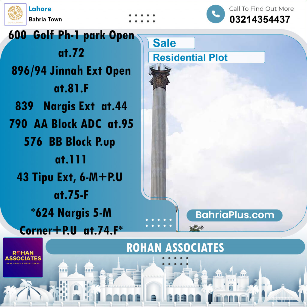 Residential Plot for Sale in Golf Phase 1 -  Bahria Town, Lahore - (BP-164998)