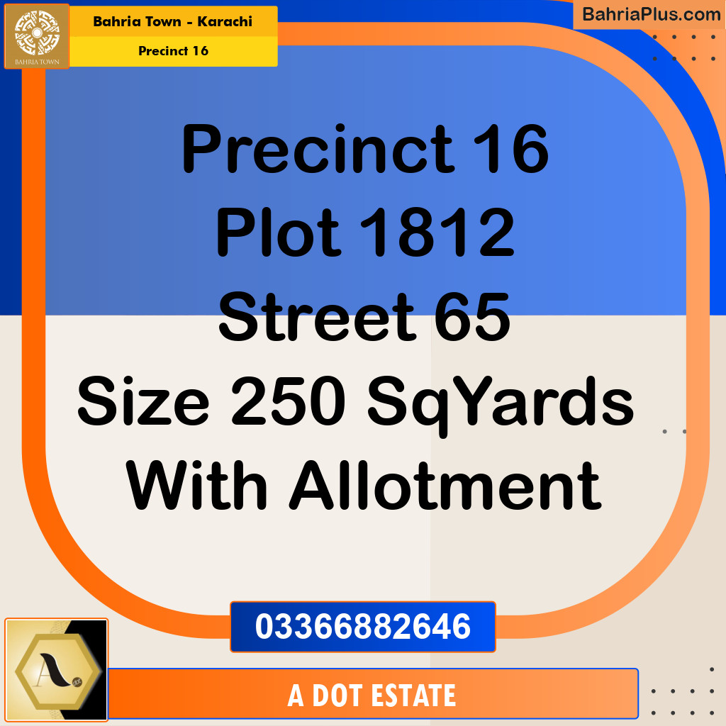 250 Sq. Yards Residential Plot for Sale in Precinct 16 -  Bahria Town, Karachi - (BP-165057)