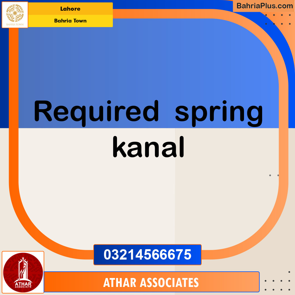 Residential Plot for Sale in Sector B - Bahria Springs -  Bahria Town, Lahore - (BP-165069)