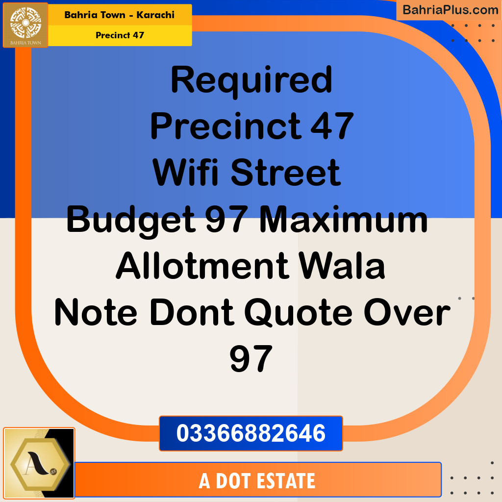250 Sq. Yards Residential Plot for Sale in Precinct 47 -  Bahria Town, Karachi - (BP-165078)