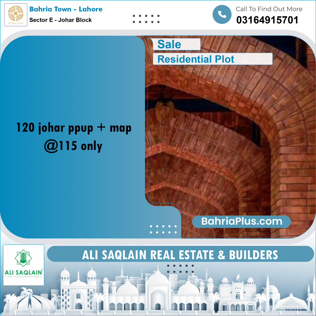 Residential Plot for Sale in Sector E - Johar Block -  Bahria Town, Lahore - (BP-165089)