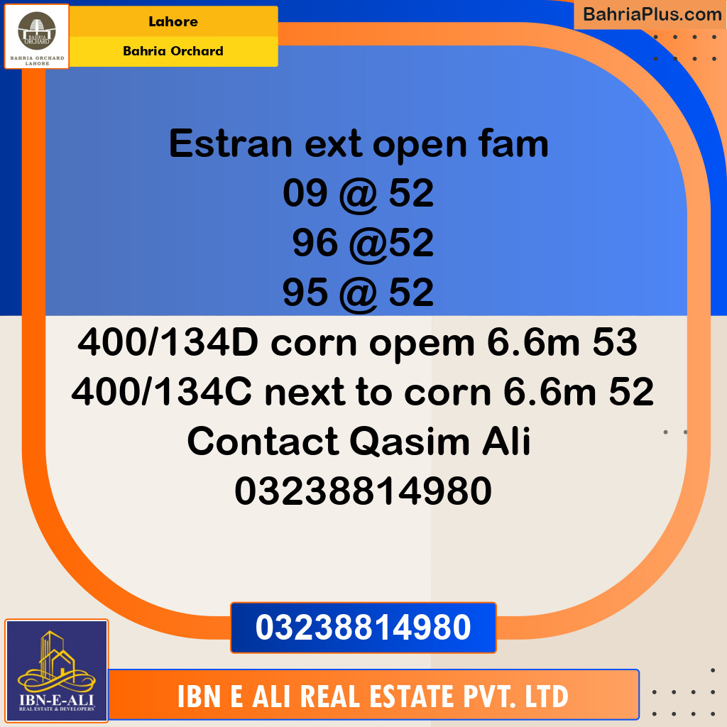 Residential Plot for Sale in Phase 1 - Eastern District Ext. II -  Bahria Orchard, Lahore - (BP-165098)