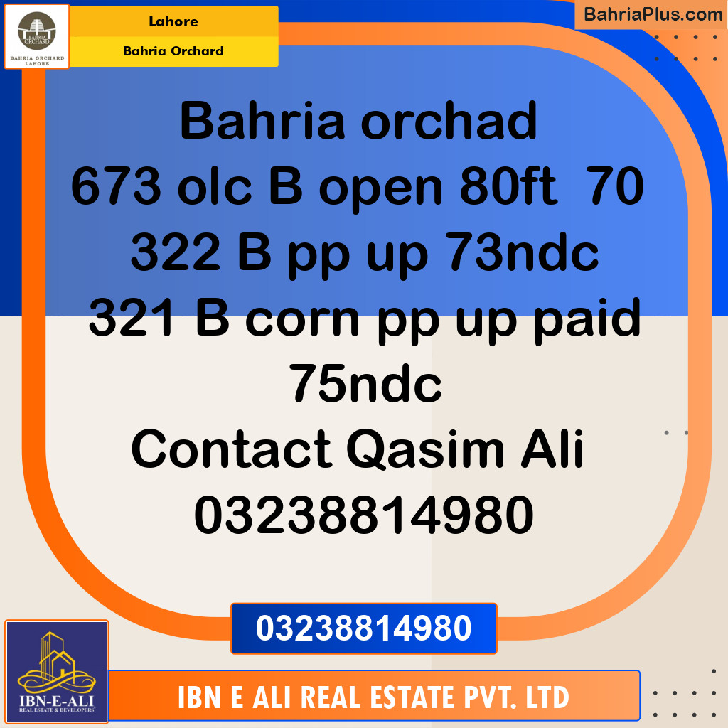 Residential Plot for Sale in OLC-B Block -  Bahria Orchard, Lahore - (BP-165111)