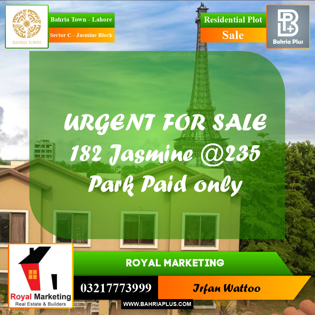 Residential Plot for Sale in Sector C - Jasmine Block -  Bahria Town, Lahore - (BP-165237)