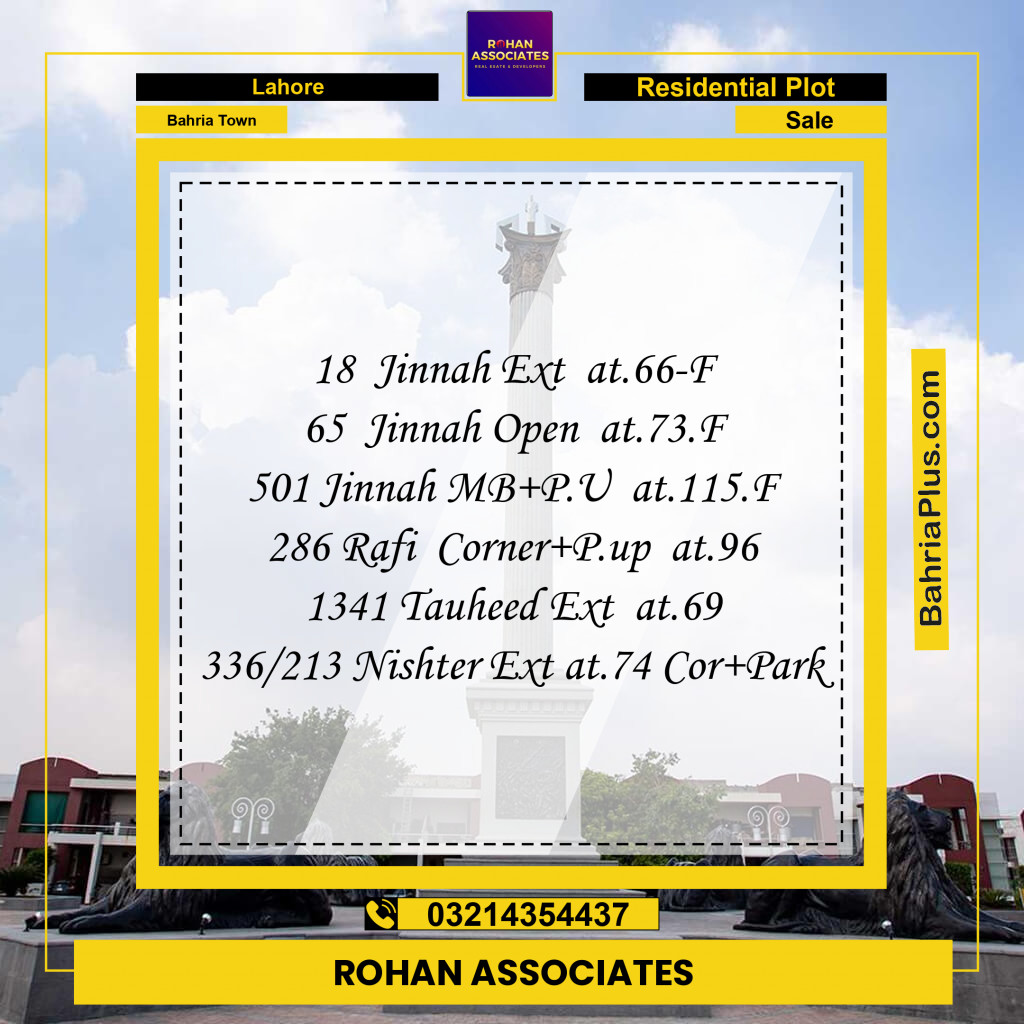 Residential Plot for Sale in Sector E - Jinnah Ext. Block -  Bahria Town, Lahore - (BP-165243)