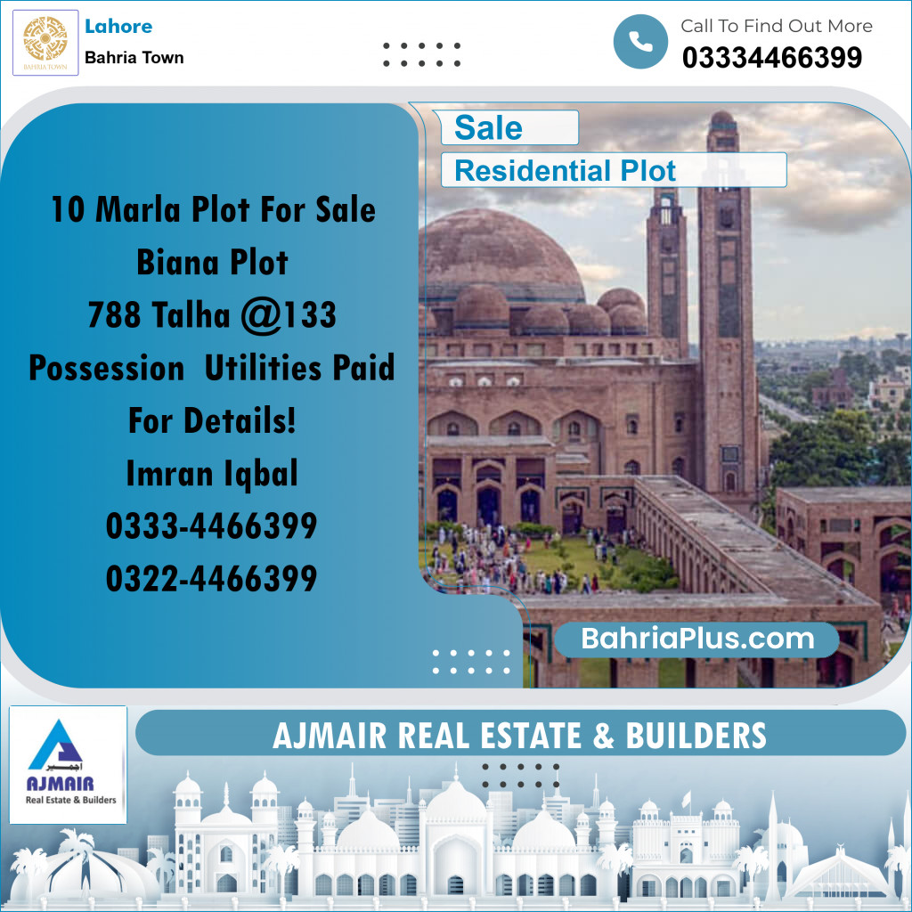Residential Plot for Sale in Sector F - Talha Block -  Bahria Town, Lahore - (BP-165277)