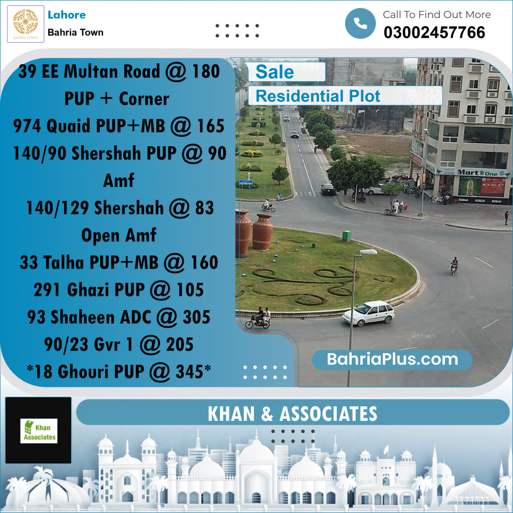 Residential Plot for Sale in Sector D - EE Multan Block -  Bahria Town, Lahore - (BP-165340)