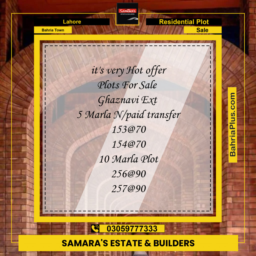 Residential Plot for Sale in Sector F - Ghaznavi Ext. Block -  Bahria Town, Lahore - (BP-165351)