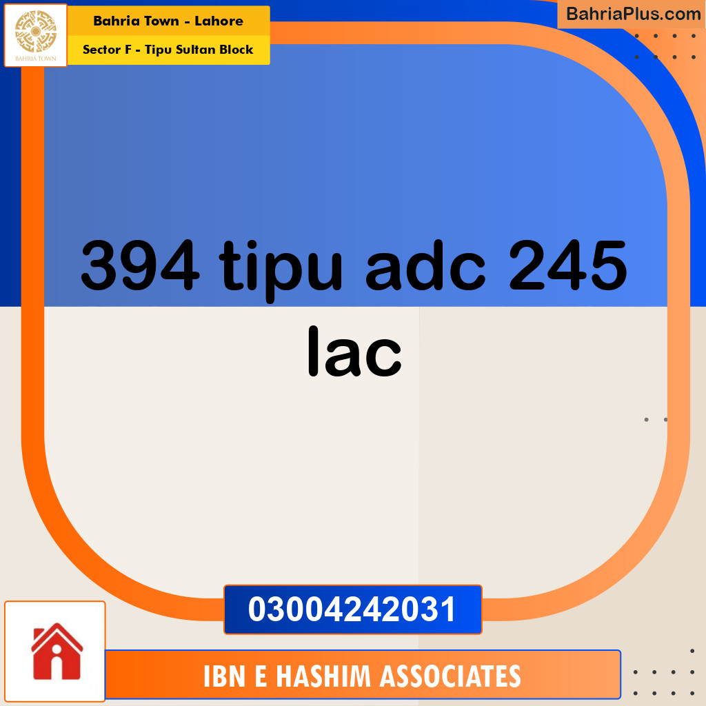 Residential Plot for Sale in Sector F - Tipu Sultan Block -  Bahria Town, Lahore - (BP-165376)