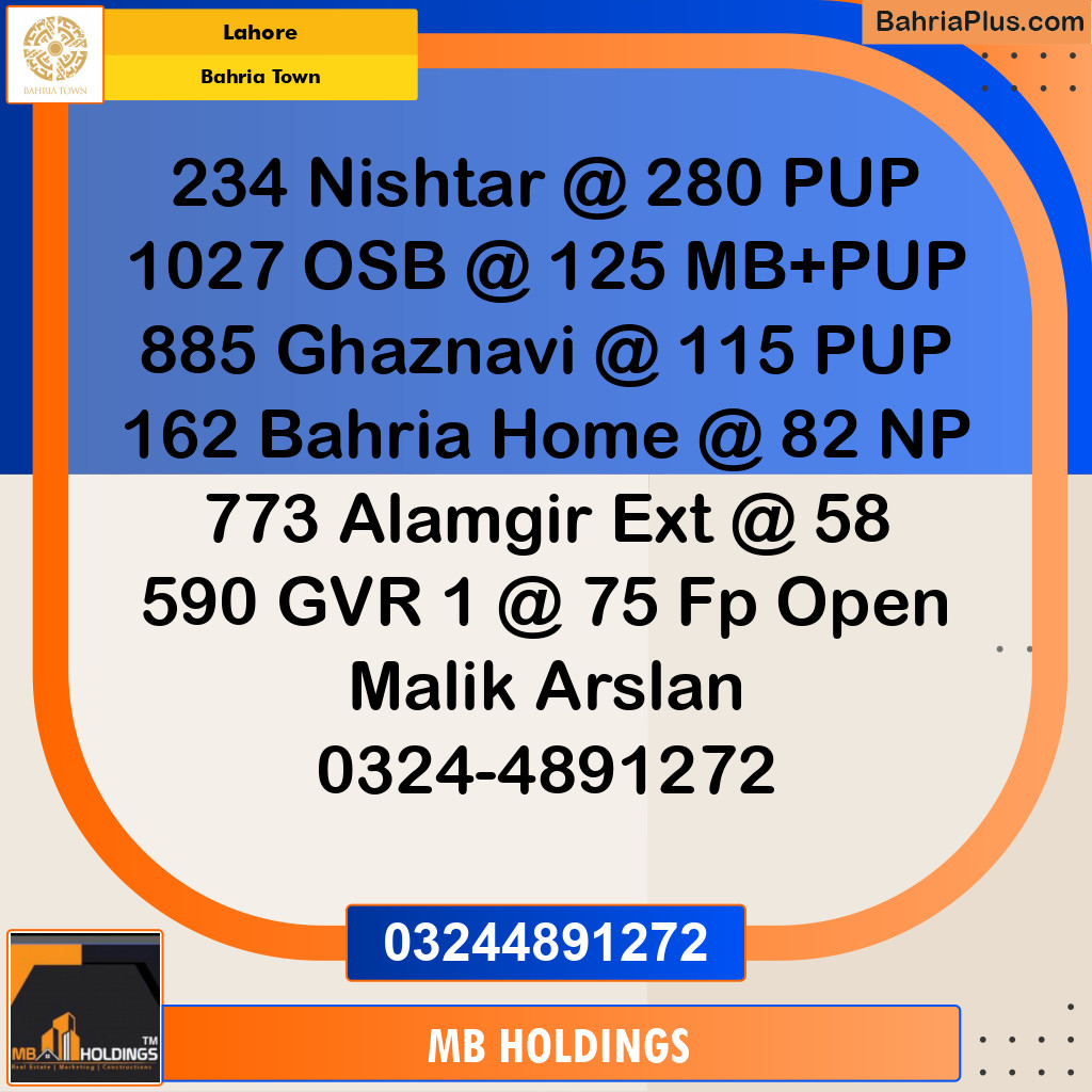 Residential Plot for Sale in Sector E - Nishtar Block -  Bahria Town, Lahore - (BP-165398)