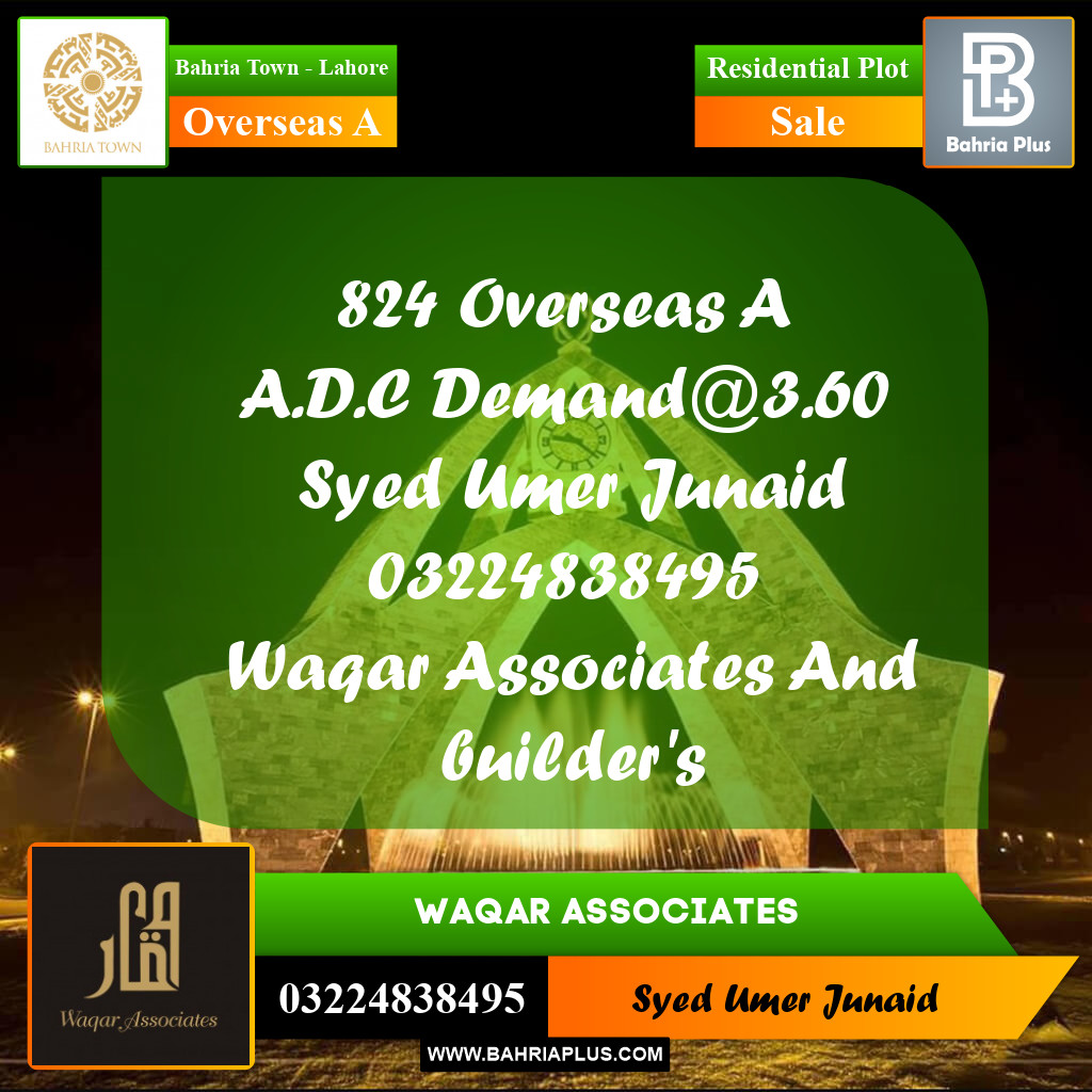 Residential Plot for Sale in Overseas A -  Bahria Town, Lahore - (BP-165402)