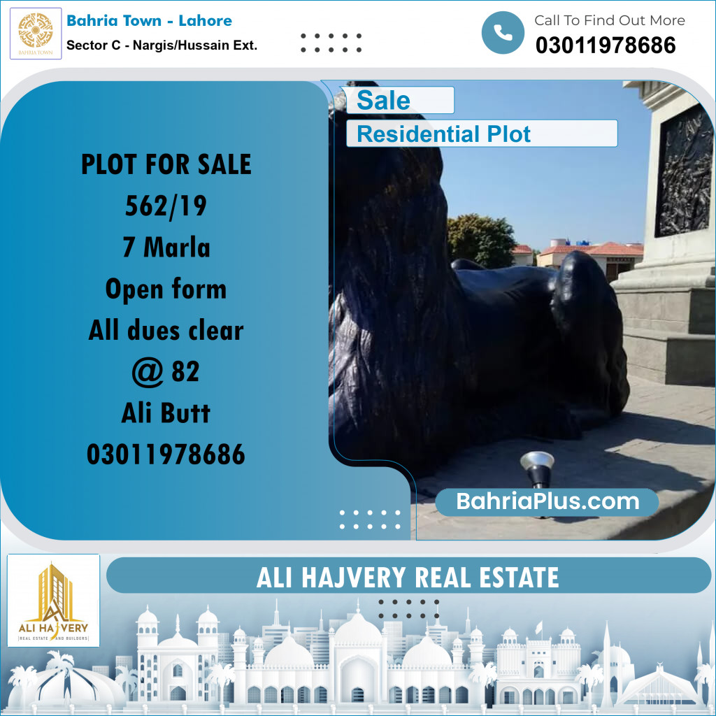 Residential Plot for Sale in Sector C - Nargis/Hussain Ext. -  Bahria Town, Lahore - (BP-165417)