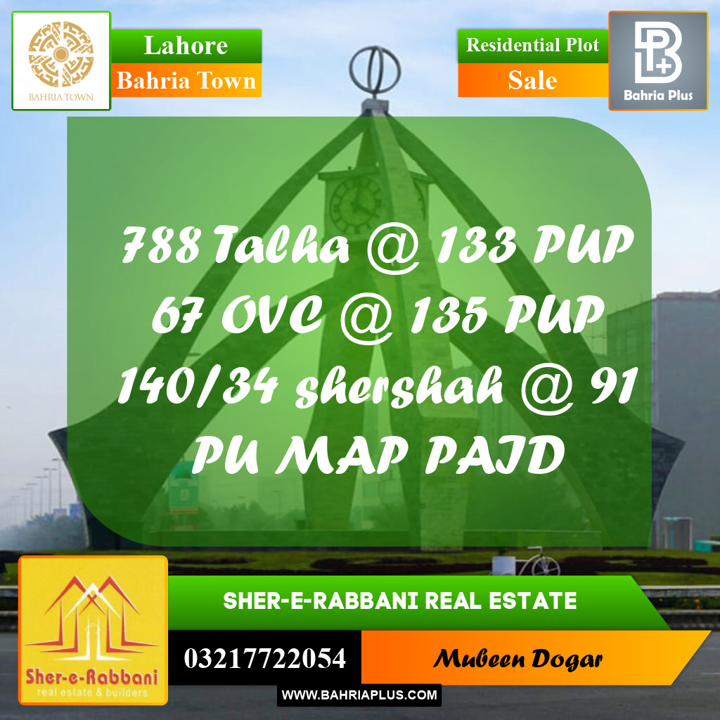 Residential Plot for Sale in Sector F - Talha Block -  Bahria Town, Lahore - (BP-165426)