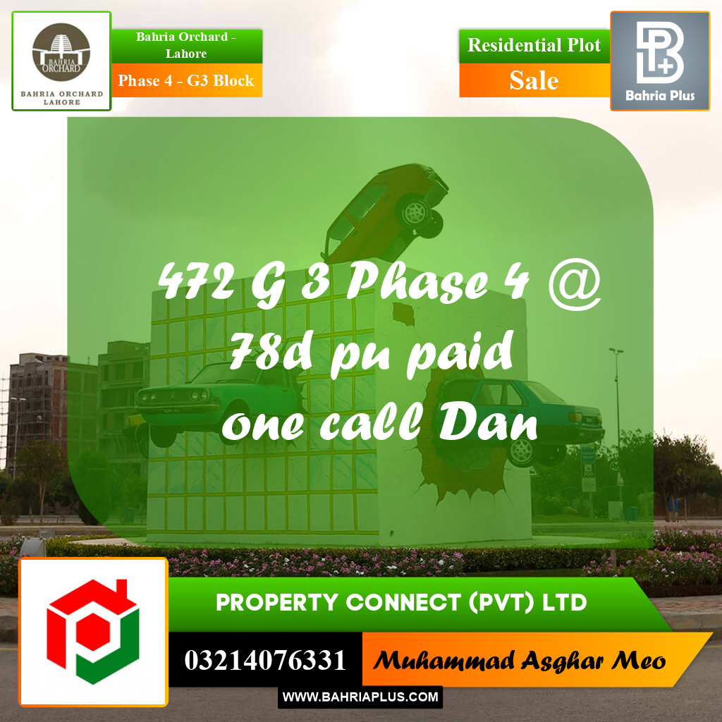 Residential Plot for Sale in Phase 4 - G3 Block -  Bahria Orchard, Lahore - (BP-165433)