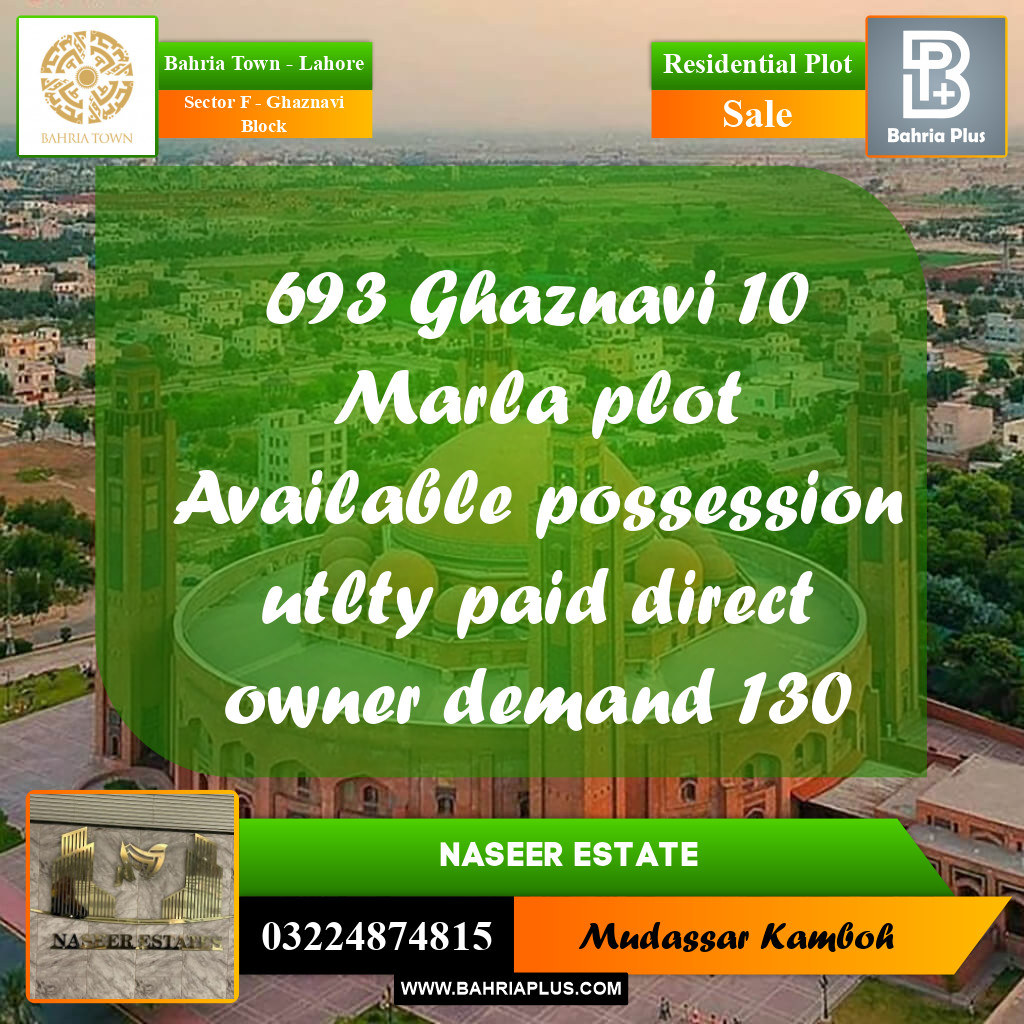 Residential Plot for Sale in Sector F - Ghaznavi Block -  Bahria Town, Lahore - (BP-165441)
