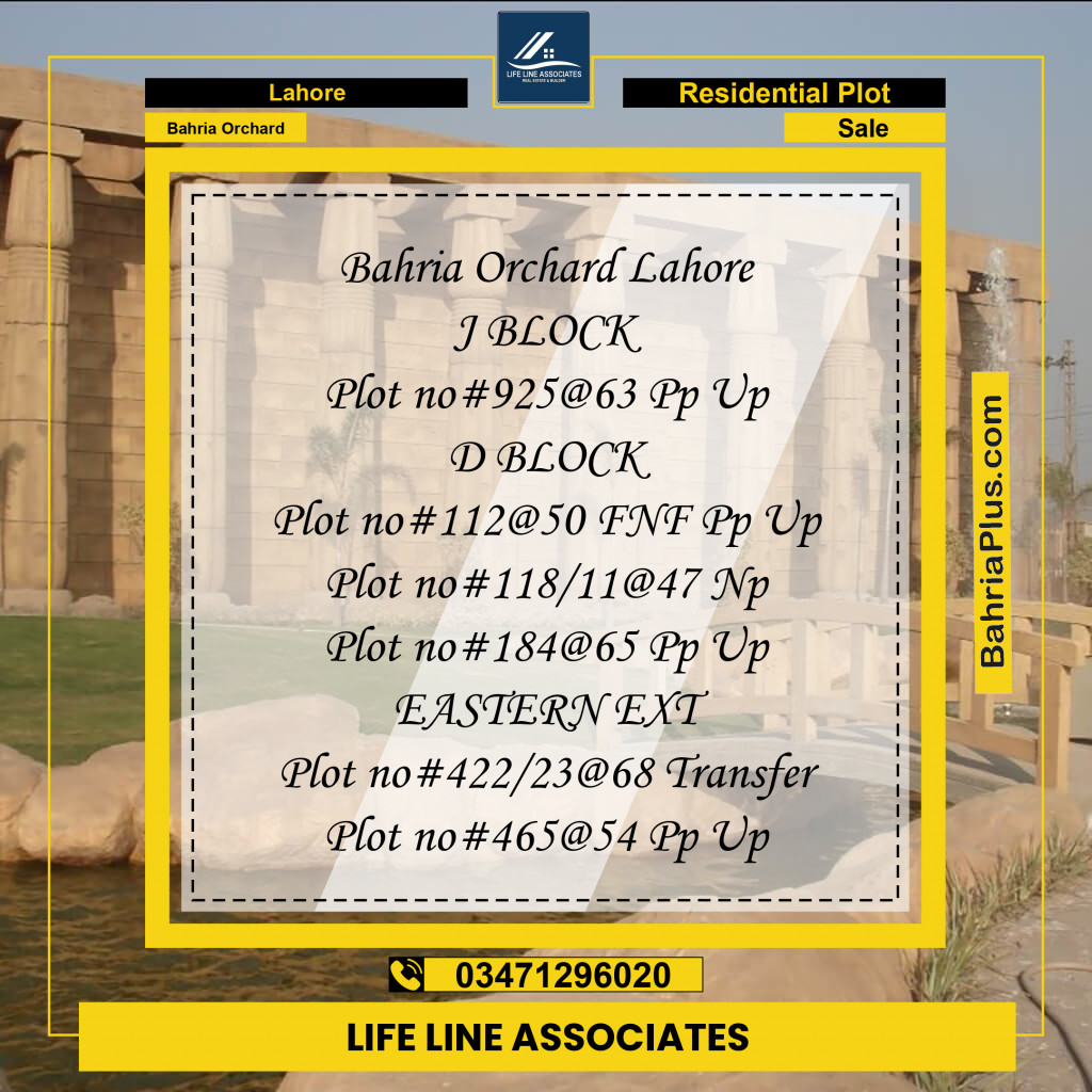 Residential Plot for Sale in Phase 2 - J Block -  Bahria Orchard, Lahore - (BP-165462)