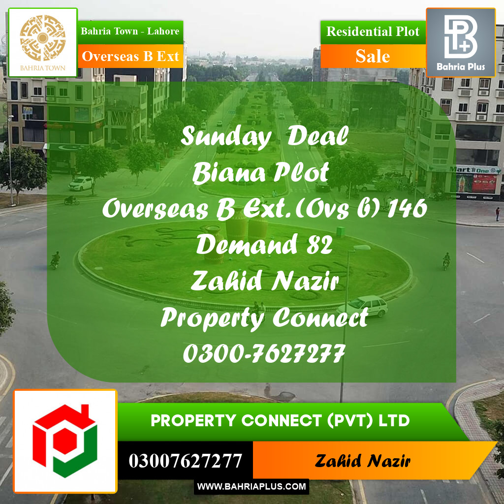 Residential Plot for Sale in Overseas B Ext -  Bahria Town, Lahore - (BP-165470)